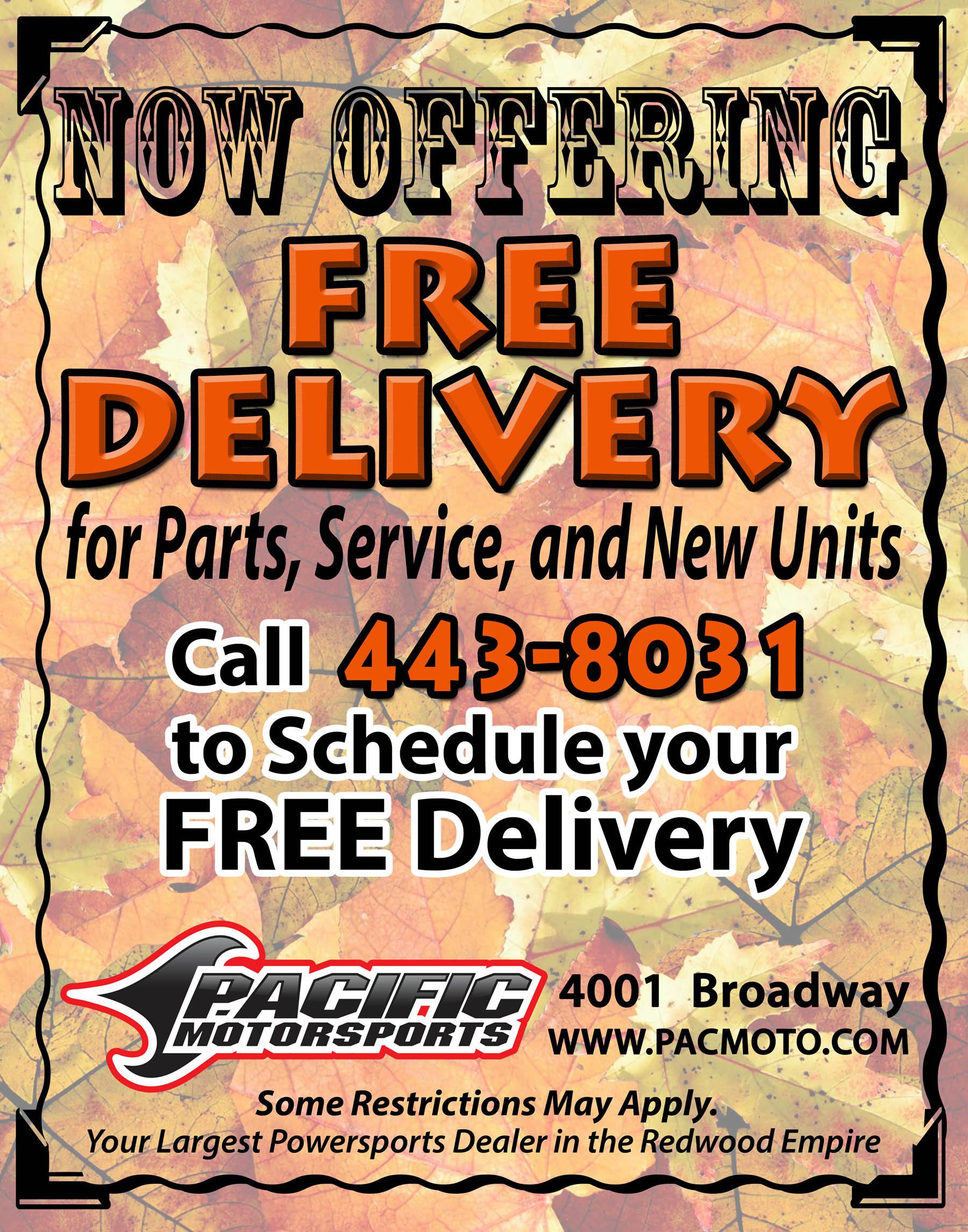 Free delivery offered at Pacific Motorsports